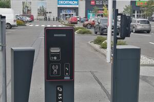 Automatic barriers for entering the parking lot of the Park&shop shopping area