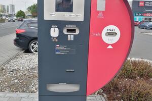 Automatic barriers for entering the parking lot of the Park&shop shopping area